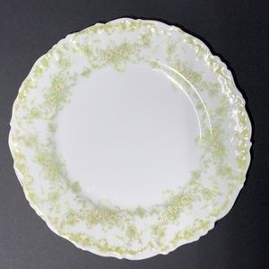 Vintage Set of 6, 1910s Limoges Elite Works Green 8 1/2 Inch Luncheon Plates